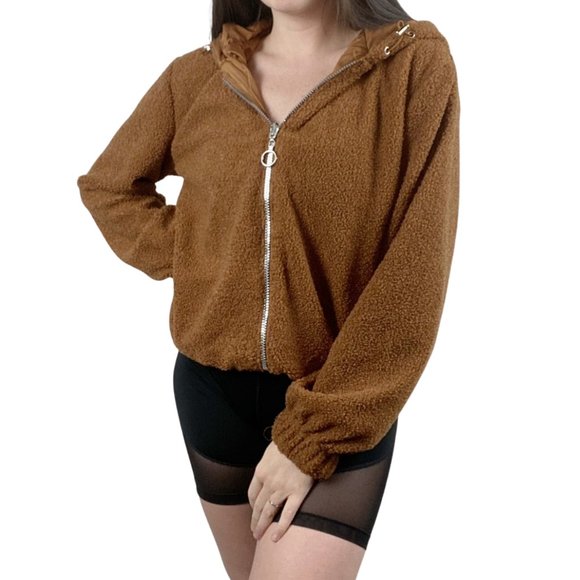 NWT Haute Monde Brown Faux Teddy Bear Jacket - Picture 2 of 8